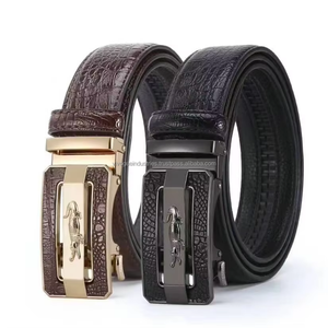 Cinturones Casuales Duraderos de Cuero Genuino 100% de Piel de Vacuno con Grabado de Cocodrilo, Estilo Personalizado, Grabado Cuadrado Vintage, Aleación Crazy Horse, Venta al por Mayor - Product Image 5