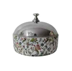 Plato para servir de acero inoxidable moderno y elegante, cazuela de cocina casera de vidrio duradera con estampado clásico, compatible con todos los gases - Product Image 2