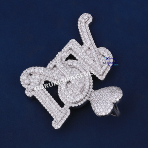 Colgante de alta calidad de diamante de moissanita de Plata de Ley 925, diseño de corazón de fianza a la moda, colgante de letra personalizado para cualquier ocasión - Product Image 5