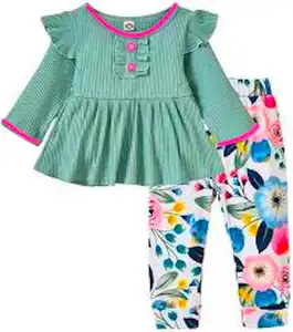 ชุดเสื้อผ้า2ชิ้นสำหรับเด็กผู้หญิง,ชุดเสื้อผ้าสไตล์ฤดูร้อนและฤดูใบไม้ผลิสำหรับเด็กพิมพ์ลาย2ชิ้นมีสไตล์สำหรับเด็ก
