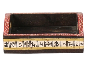 Juego de dos bandejas de madera de mango pintadas lateralmente con asas, bandeja decorativa para servir, Plato decorativo para mesa de desayuno - Product Image 3