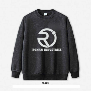 Sudadera de hombre pesado lavada con ácido, sudadera personalizada de marca de moda, estampado LAVADO DE Color sólido, estilo de cuello redondo frito salteado - Product Image 6