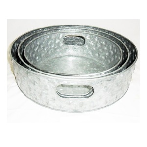 Côtés coniques Lot de 2 plateaux de service galvanisés finis OEM dans un plateau de style luxueux à vendre par le fabricant indien à bas prix - Product Image 3