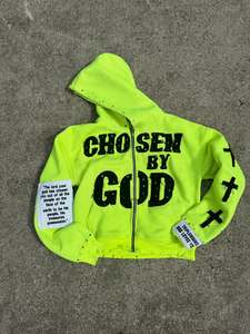 เสื้อฮู้ดซิปอัพวินเทจผ้าเฟรนช์เทอร์รี่ปักลาย400 GSM รุ่นเฮฟวี่เวทซักด้วยกรดซีดๆ - Product Image 3