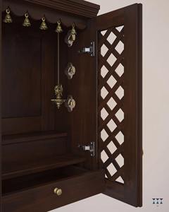 วัดไม้เนื้อแข็งดีไซน์เนอร์ งานฝีมือระดับพรีเมียม แกะสลักด้วยมือ พร้อมโดม ลิ้นชัก สำหรับบูชา งานฝีมืออินเดียสมัยใหม่ เหมาะสำหรับโรงแรม ห้องอาหาร - Product Image 5