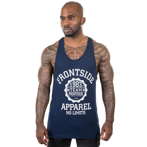 Débardeur de musculation bleu marine pour homme, coupe ajustée, sans manches, veste de sport, vêtements d'entraînement de fitness - Product Image 1