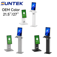 Kiosque en libre-service SK7 SUNTEK, écran tactile d'information Android de 27 pouces, sur pied ou sur socle en aluminium, personnalisé en usine