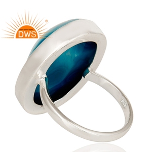 Hot Selling Sterling Silver Natural Blue Druzy Gemstone <b>Statement</b> <b>Ring</b> Custom Jewelry Manufacturer - Product Image 3