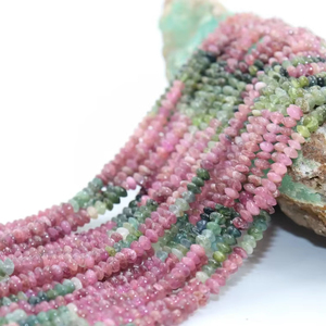 Excelente 3,5-4MM Multi-Turmalina Rondelle Beads Botón suave Forma Sandía Piedras preciosas para la fabricación de joyas - Product Image 1