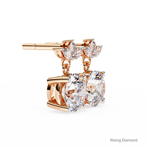 Pendiente colgante de diamante cultivado en laboratorio de corte redondo de 1,0 quilates, Diamante CVD certificado, regalo de aniversario de oro rosa - Product Image 3