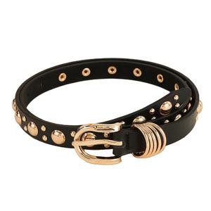 Ceinture en cuir vintage pour jeans et robes, fabrication en gros, nouvelle tendance, ceintures dorées pour femmes, mode punk, ceinture cloutée pour filles - Product Image 4