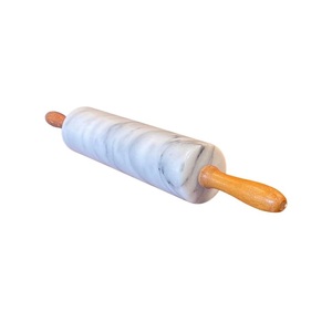 Rodillo de mármol de Carrara blanco, rodillo de mármol para despensa de cocina, rodillo de mármol con soporte - Product Image 1
