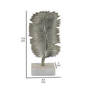ตกแต่งบ้านรูปปั้นใบเดี่ยวทำจากอะลูมิเนียมแผ่นหินอ่อนสีขาวชุบด้วยนิกเกิลตกแต่งบนโต๊ะ - Product Image 1