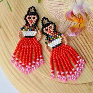 Muñecas Bohemian Glass Seed Beads Mujer personalizada Moda Diseñador de lujo Borlas Pendientes Hecho a mano Colorido Hoop - Product Image 1