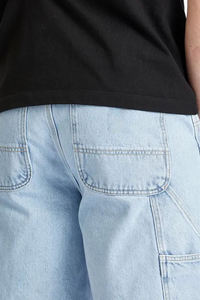 Light <b>Blue</b> Denim Utility Shorts with Oversized Front Patch Pockets <b>Belt</b> Loops and Durable Stitch Detailing for Casual Wear - Product Image 5