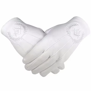 Gants maçonniques Master Mason Blue Lodge-Gants maçonniques en coton blanc - Product Image 3