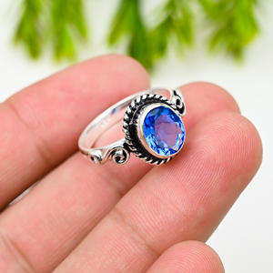 แหวนเพชร iolite ทรงวงรีสีฟ้าสุดหรูสร้างห้องปฏิบัติการแหวนพลอยขนาด10X14มม. ได้รับการรับรอง IGI 925เครื่องประดับชุบเงินสเตอริงเรามีทั้งหมด - Product Image 6