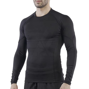 Camisetas de Compresión Sólidas de Manga Larga con Cuello Redondo, Corduroy, Spandex/Poliéster, Ligeras, Transpirables, de Secado Rápido y Ecológicas para Hombre - Product Image 1