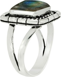 Bague de fiançailles en argent sterling 925 massif, pierre précieuse labradorite naturelle multi-feu, faite à la main, plaquée rhodium - Product Image 2