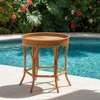 Meubles faits main durables de table extérieure de rotin avec la texture naturelle unique confortable pour l'usage de villa