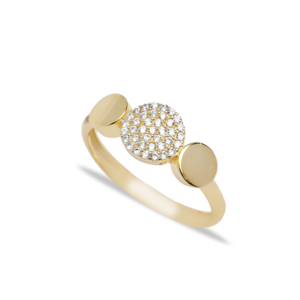 Minimalist Round CZ Wedding <b>Ring</b> Rhodium Plated Handcrafted Dainty 925 Sterling Silver Turkish Jewelry - Product Image 1