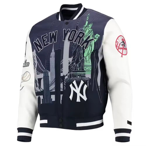 Chaquetas Varsity de Lona de Alta Calidad al por Mayor, Transpirables, con Letras Bordadas Personalizadas para Hombre, Chaqueta de Moda para Invierno - Product Image 1