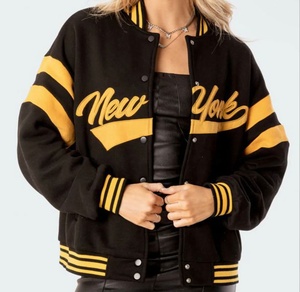 Chaqueta Universitaria Unisex Negra de Spandex con Bordado Personalizado y Diseño Impreso, Último Estilo de Béisbol - Product Image 1