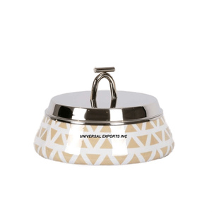 Olla caliente martillada de acero inoxidable con acabado dorado, de forma redonda cazuela de utensilios de cocina, calentador de alimentos de Metal hecho a mano de alta calidad - Product Image 5