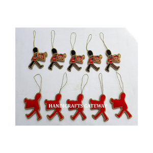 Belle broderie Zari ornements suspendus de Noël avec personnaliser la forme du fournisseur de confiance pour le fabricant indien incroyable - Product Image 1