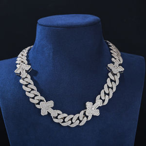 Cadena de eslabones cubanos con estilo Popular, collares de Hip Hop de Plata de Ley 925 con diamantes cultivados en Leb para hombres - Product Image 3