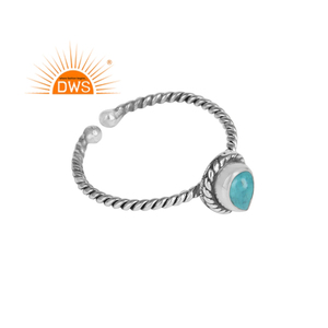 Best Quality Oxidized Sterling Silver Natural Arizona Turquoise Gemstone <b>Adjustable</b> <b>Ring</b> Custom Jewelry Manufacturer - Product Image 1