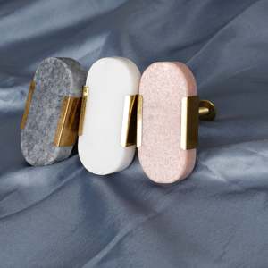 Bouton de tiroir en marbre blanc et en laiton, quincaillerie décorative pour meubles, élégant, moderne, propre, luxe, vente en gros - Product Image 5