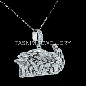 Colgante de Letra Cubana Chapado en Oro de 10K con Moissanita VVS Personalizada de Plata de Ley Estilo Hip Hop, Certificado por GIA, para Hombre Cristiano - Product Image 3