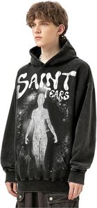 Sweat-shirt à capuche décontracté surdimensionné délavé à l'acide, sweat-shirt surdimensionné délavé à l'acide, sweat-shirt à capuche avec fermeture éclair et imprimé en poudre, délavé à l'acide, pour homme - Product Image 3