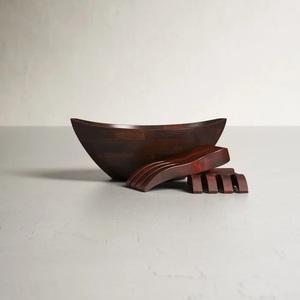 Cuencos de madera natural personalizados al por mayor de buena calidad para servir alimentos y ensaladas - Product Image 3