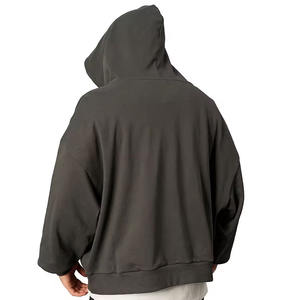 Sudadera con Capucha para Hombre MOVATEXTILE Basics, Talla Grande, Peso Pesado, Logotipo Personalizado, Color Liso, Ajuste Holgado, Gris Oscuro, Personalizada, Ropa de Invierno - Product Image 4