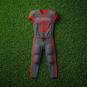 Custom Charcoal Red American Football Jersey <b>Padded</b> <b>Pants</b> Team Uniform Number 32 OEM ODM Wholesale Sportswear - Product Image 6