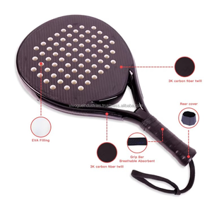 Raquette de padel en fibre de carbone 3K de haute qualité, personnalisée en gros, avec filet en nylon, mousse à mémoire de forme EVA noire et surface rugueuse. - Product Image 5