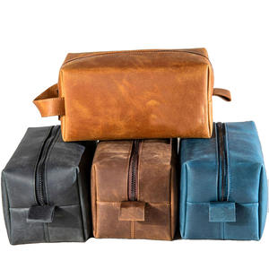 Trousse de toilette de luxe vintage en cuir premium pour homme, grande capacité, double fermeture éclair, durable et pliable - Product Image 4