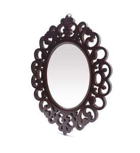 Wall <b>Mirror</b> Wooden <b>Walnut</b> Color 18"x14" Pack of One Victorian Style Elegantly Hand Crafted Floral Carving <b>Mirror</b> for Home and - Product Image 4