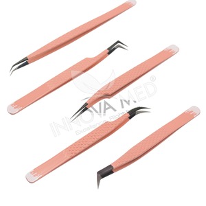 Pinzas de pestañas de acero probadas a mano profesionales Extensiones individuales puntiagudas Puntas de volumen con aislamiento de belleza Etiqueta privada - Product Image 3