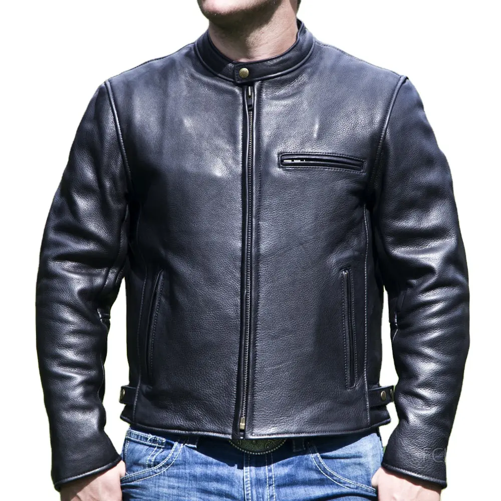 Мужская коричневая мотоциклетная куртка