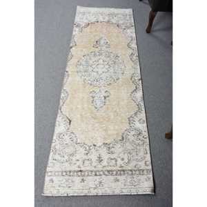 พรมวินเทจตุรกี ขนาด 2.4x7.1 ฟุต (73x217 ซม.) สีเบจลายพราง - Product Image 1