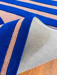 พรมทอมือแบบทอและพรมวิสคอสทำมือแบบโมเดิร์นทำด้วยมือ100% ขนสัตว์สูงแบบห่วงตัดแนวแอบสแตรกต์สำหรับปูพื้นห้องนั่งเล่น - Product Image 3