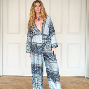 Trajes ajustados de lino para mujer, mono de manga larga de una pieza para discoteca, mono Sexy de malla de retazos, transpirable para Otoño e Invierno - Product Image 1