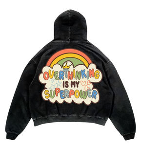 Sudadera con capucha de algodón de punto personalizada para hombre, estilo streetwear, oversize, con patrón de letras bordadas, ideal para invierno, venta al por mayor - Product Image 3