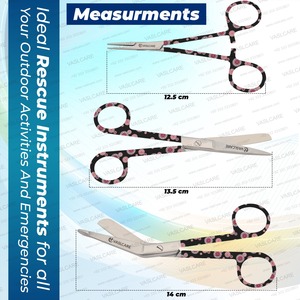 ชุดกรรไกร3ชิ้นพร้อมคีมตัดผ้าระดับพรีเมียมชุดกรรไกรสำหรับพยาบาลและที่หนีบมีด้ามจับพิมพ์ลายสวยงามโดยการดูแลรักษาหลอดเลือด - Product Image 3