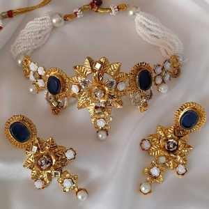 Elegant Indian <b>Pakistani</b> Ethnic Stainless Steel Silver Plated <b>Set</b> Featuring Traditional Kundan Meenakari Pearl Embellishments - Product Image 3