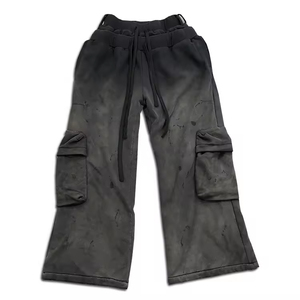 Streetwear Double Waist <b>Men's</b> Cargo <b>Pants</b> Distressed Acid Wash Vintage Flare Baggy <b>Sweat</b> <b>Pants</b> <b>Men</b> <b>men's</b> <b>pants</b> washed - Product Image 1
