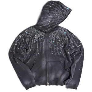 Sweat à capuche en strass, entièrement personnalisé, de haute qualité, sweat à capuche en strass ample, entièrement en tissu, sweat à capuche à manches longues en strass - Product Image 3